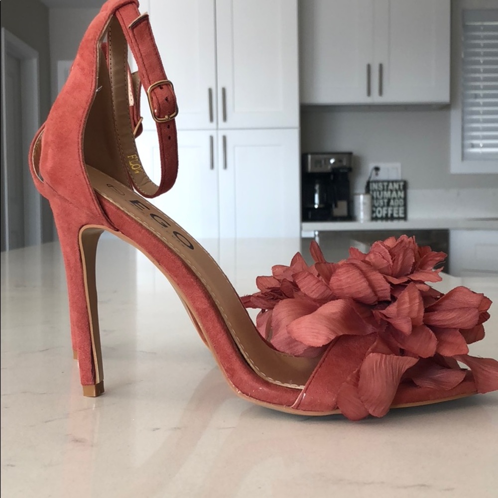 Blush pink suede open toe sandal